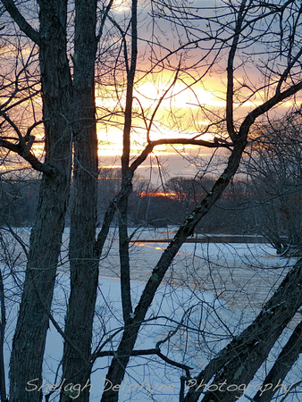 Frozen Penobscot River at Sunset
